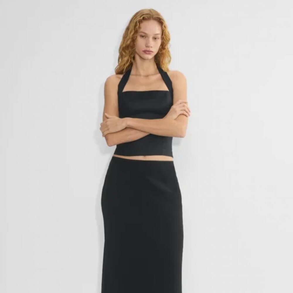 Aritzia Black Halter Neck Crop Top